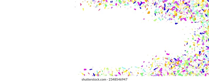 Rainbow Powder Invitation Vector Transparent Panoramic Background. Cheerful Celebrate Polka Backdrop. Trendy Rain Happy Postcard. Acid Dust Flying Design.