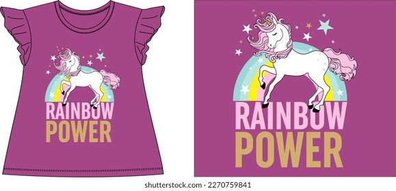 rainbow power unicorn Graphic design vector