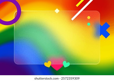 Rainbow Pride Background. Colorful  glass morphism abstract texture background. Screen for your word love on it