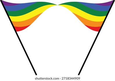 Rainbow pride banner with flowing flags representing equality, inclusion, and community support.