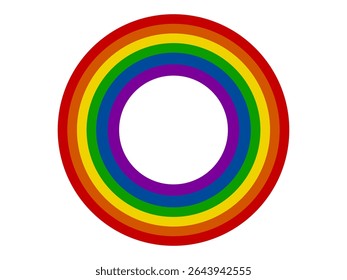 Rainbow Pride Circle Frame on White Background. LGBTQ Symbol Template. Vector Illustration
