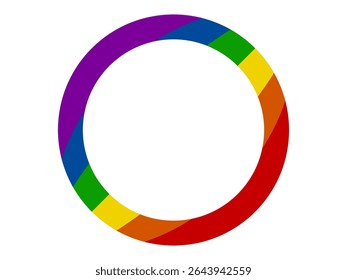 Rainbow Pride Circle Frame on White Background. LGBTQ Symbol Template. Vector Illustration