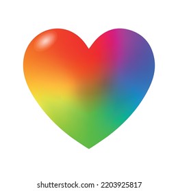 Icono cardíaco de color del orgullo arcoiris, concepto LGBTQI, vector de aplicaciones y sitios web, símbolo de esperanza, paz, igualdad y vida eterna