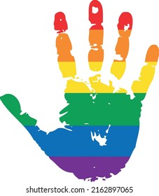 Color del orgullo arcoiris en la mano derecha 