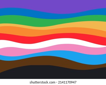 Rainbow Pride Curve Flag Background. New Updated Rainbow Wave Style