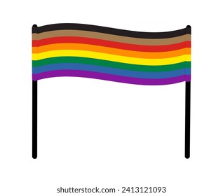 Rainbow Pride flag banner sign symbol icon. Flat vector illustration