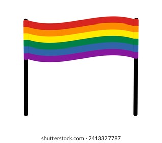 Rainbow Pride flag banner sign symbol icon. Flat vector illustration