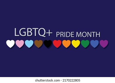 Rainbow Pride flag (Freedom flag) with heart elements - LGBT community and movement of sexual minorities. Concept illustration of an international symbol of lesbian, gay, bisexual and transgender.