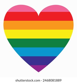 Rainbow pride flag is in the heart.Rainbow heart on white background.