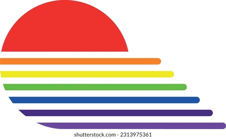 Rainbow pride flag icon in circle shape