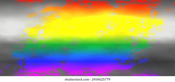 Rainbow Pride Flag auf Silberfolie gekratzt. Panorama LGBTQ Web Banner.