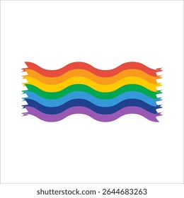 Rainbow and pride flag symbols in various wave and arch shapes. Colorful vector elements for design, identity, celebration, diversity, equality, and graphic decoration.