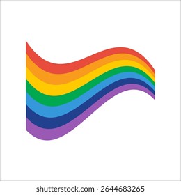 Rainbow and pride flag symbols in various wave and arch shapes. Colorful vector elements for design, identity, celebration, diversity, equality, and graphic decoration.