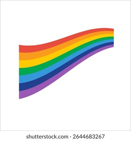 Rainbow and pride flag symbols in various wave and arch shapes. Colorful vector elements for design, identity, celebration, diversity, equality, and graphic decoration.