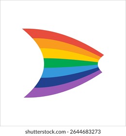 Rainbow and pride flag symbols in various wave and arch shapes. Colorful vector elements for design, identity, celebration, diversity, equality, and graphic decoration.