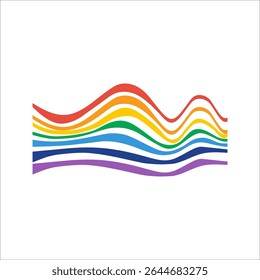 Rainbow and pride flag symbols in various wave and arch shapes. Colorful vector elements for design, identity, celebration, diversity, equality, and graphic decoration.