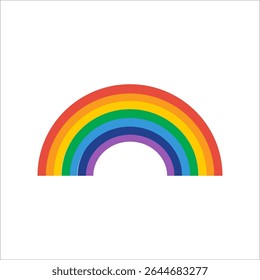 Rainbow and pride flag symbols in various wave and arch shapes. Colorful vector elements for design, identity, celebration, diversity, equality, and graphic decoration.