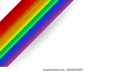 Rainbow Pride Flag at top left of background with space for your text Vector Illustration