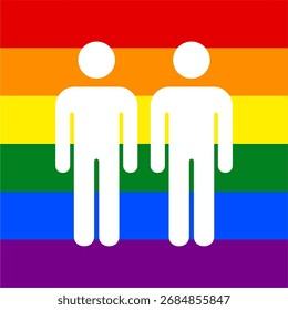 Regenbogen Stolz Flagge mit zwei Personen Symbol.Vektorgrafik.