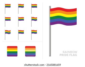 Rainbow Pride Flag Waving Animation App Icon Vector
