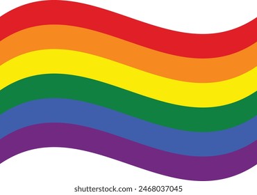 Rainbow Pride Flag Wavy and Isolated in White