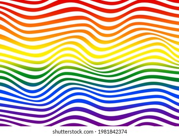 Rainbow Pride Flag With Wavy Lines Pattern.