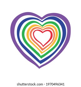 Rainbow Pride Heart Hand Drawing Stroke Line.