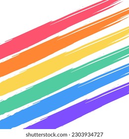 Rainbow pride LGBT flag - paint style. Lesbian, Gay, Bisexual and Transgender rights. Vector illustration