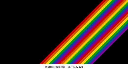 Rainbow Pride Line on Black Background. LGBTQ Symbol Template. Vector Illustration