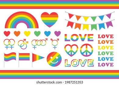 Mes del Orgullo Arcoiris Gráficos Festividad Colorido Banner Banner Decoraciones de borde