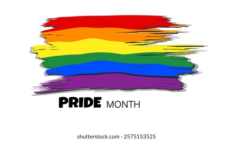 Rainbow pride month grunge flag on white background