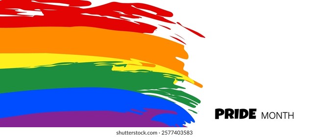 Rainbow pride month grunge flag on white background