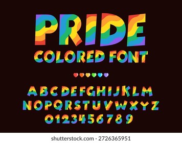 Diseño de fuente de letras dibujadas a mano del Mes del Orgullo Arcoíris. Ilustración tipográfica colorida para el orgullo LGBTQIA, la igualdad, la diversidad, las campañas de inclusión, carteles, Anuncios, redes sociales, gráficos de celebración