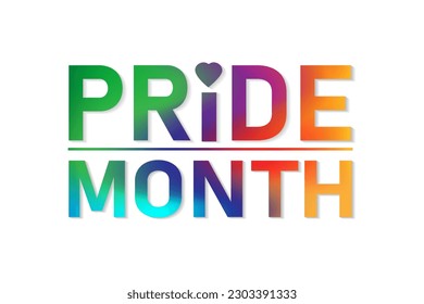 Rainbow pride month paper text on white background. Human rights or diversity concept. LGBT event banner design. Vector illustration.