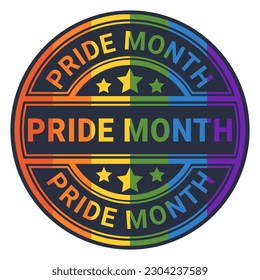 Rainbow Pride Month stamp sticker with Stars vector illustration