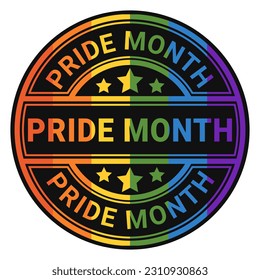Rainbow Pride Month stamp sticker with Stars vector illustration

