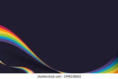 Rainbow pride ribbon. LGBT, LGBTQ Gay pride flag wave. Happy pride month. Vector illustration