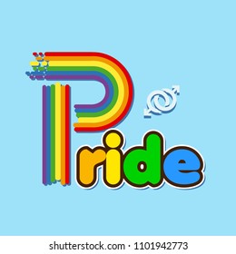 Rainbow Pride Text Male Homosexuality Symbol Blue Background Vector Image
