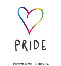 Rainbow Pride - Rainbow pride typography. Pride with rainbow heart for T-shirt - Vector