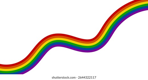 Rainbow Pride Wave Line on White Background. LGBTQ Symbol Template. Vector Illustration
