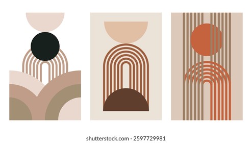 Rainbow print boho minimalist printable wall art. Geometric line rainbow wall art background