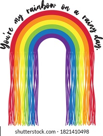 Rainbow print with inspirational slogan for Tee - Graphic Girl / Kids T shirt Pattern Vector