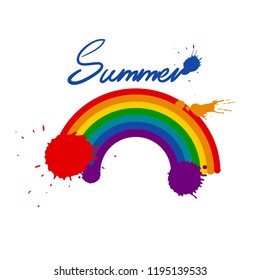 Rainbow print for t-shirt isolated