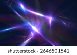 Rainbow and prismatic refraction of bright light reflections. Holographic reflections on a dark background.