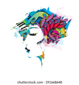 Rainbow profile of woman