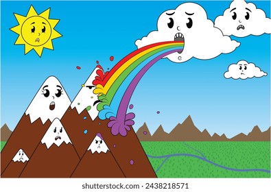 Ilustración vectorial de vómito de arco iris