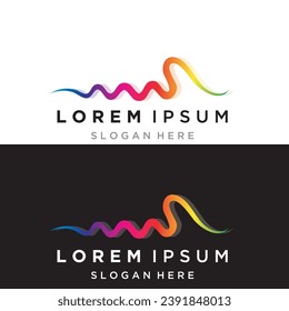 Rainbow pulse line sound wave  logo vector icon design 