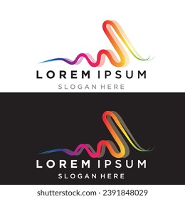 Rainbow pulse line sound wave  logo vector icon design 