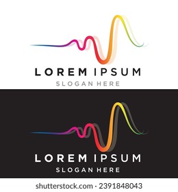 Rainbow pulse line sound wave  logo vector icon design 