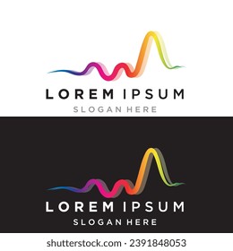 Diseño de icono vectorial de la línea de sonido de la línea de impulsos del arco iris 